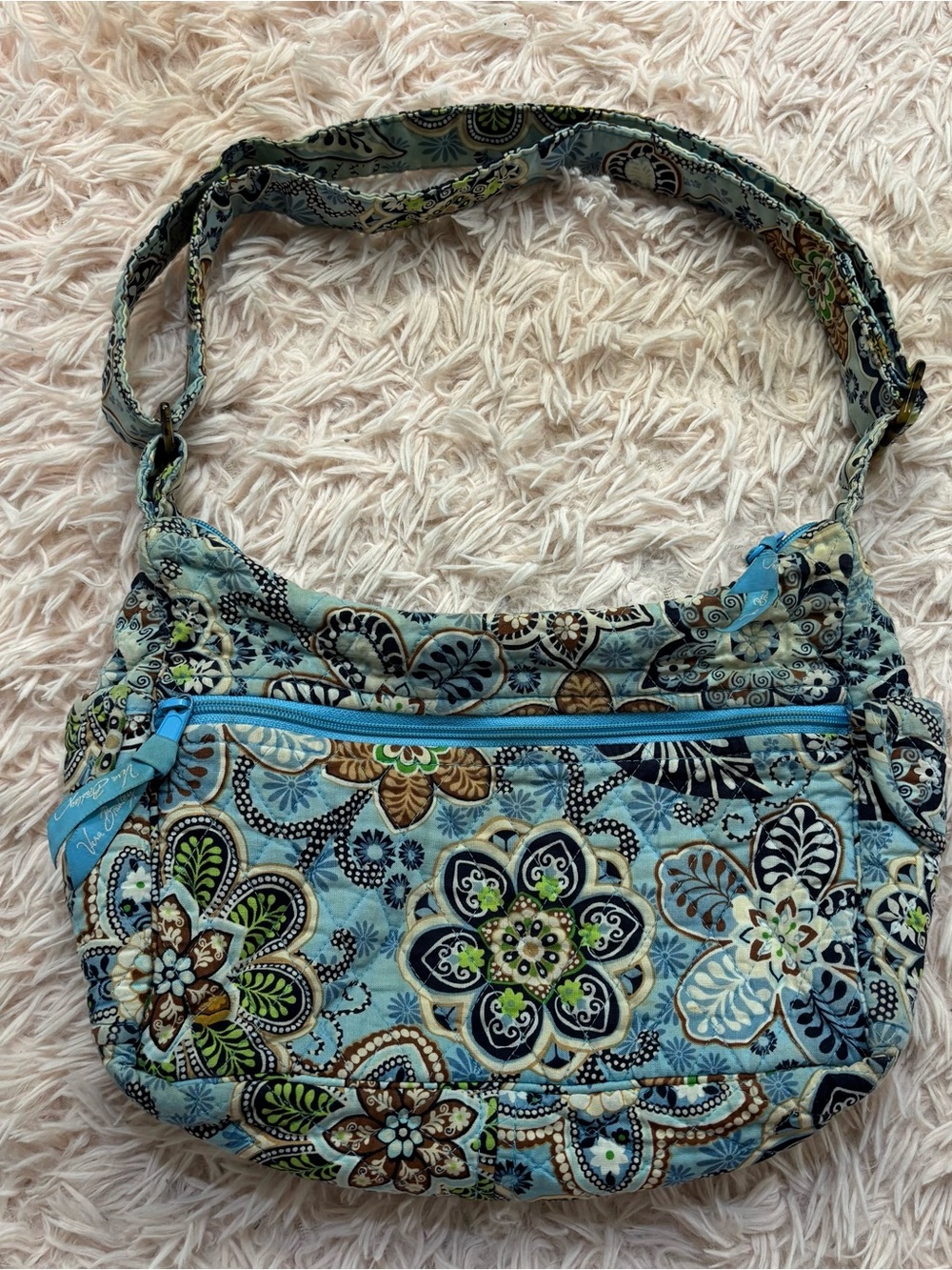 Vera Bradley Blue Floral Quilted Shoulder Bag